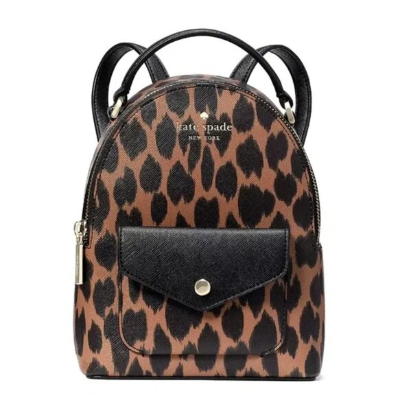 Kate Spade Schuyler Mini Backpack Bag Leopard Saffiano Leather - Picture 6 of 10